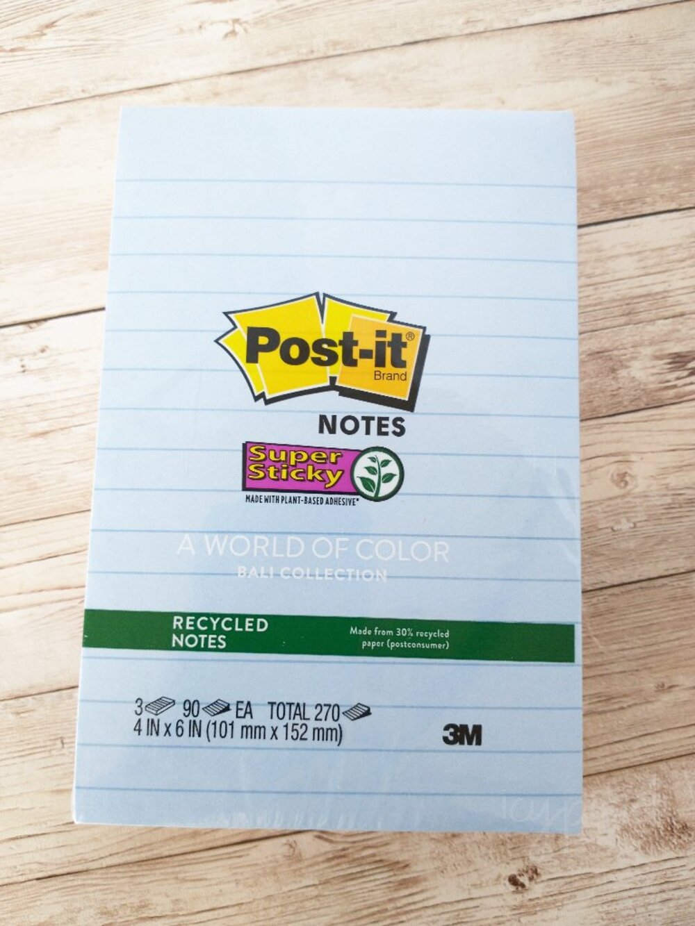 Post-it Notes Ruled Notepads 4”x6” New Bali Collection 3 Pads Super Sticky Lined